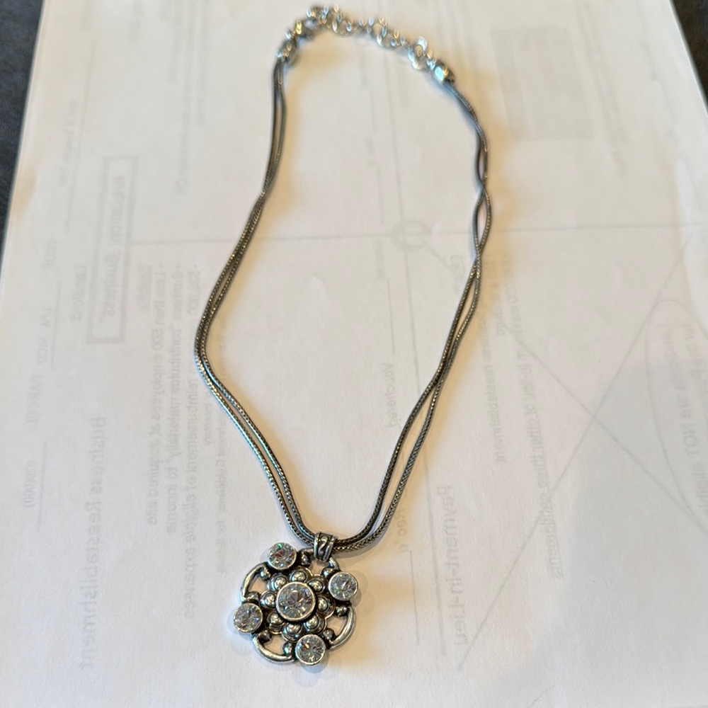 Brighton Silver Necklace with Crystal Medallion